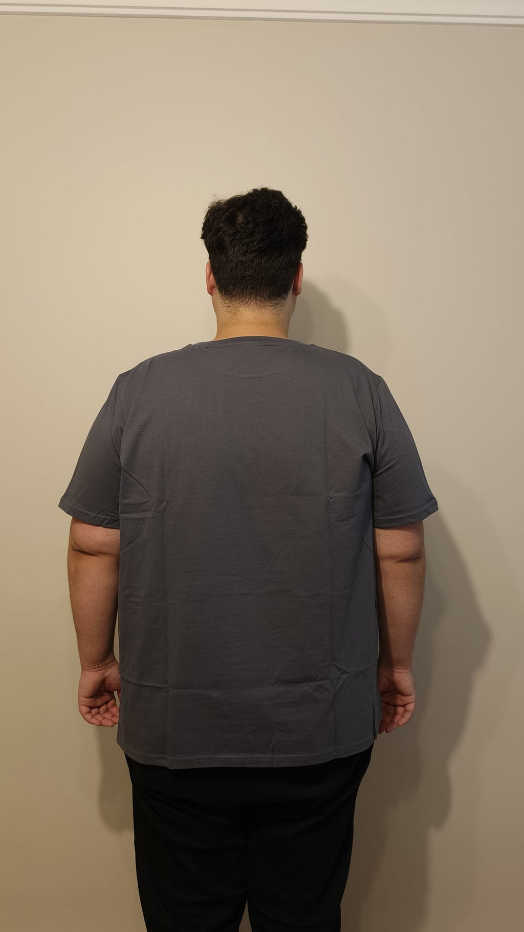 Büyük Beden Erkek Tişört %100 Pamuk – Rahat Kalıp, Yumuşak Doku (2xL–7XL) Füme Bisiklet yaka