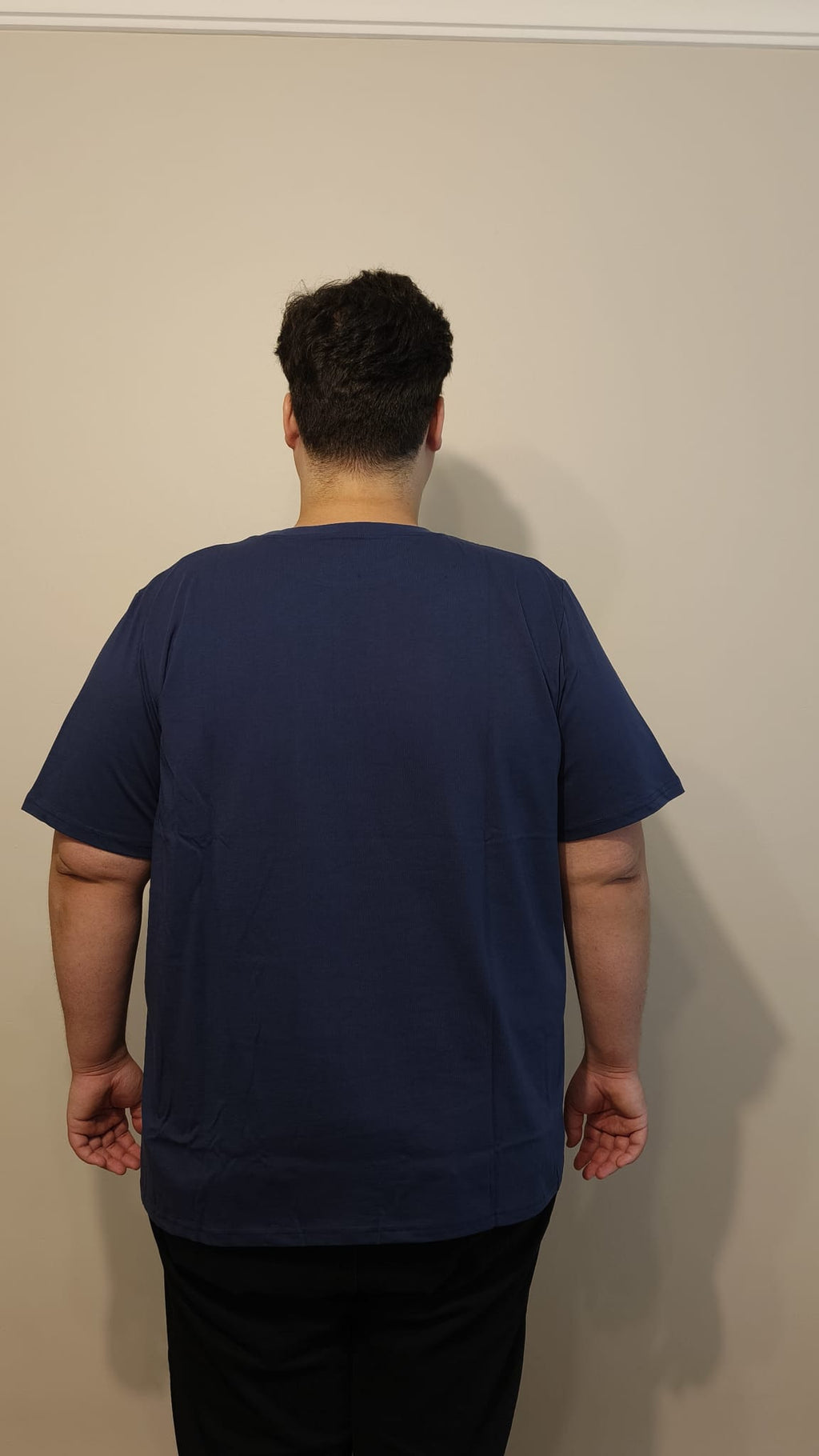 Büyük Beden Erkek Tişört %100 Pamuk – Rahat Kalıp, Yumuşak Doku (2xL–6XL) Lacivert Bisiklet yaka