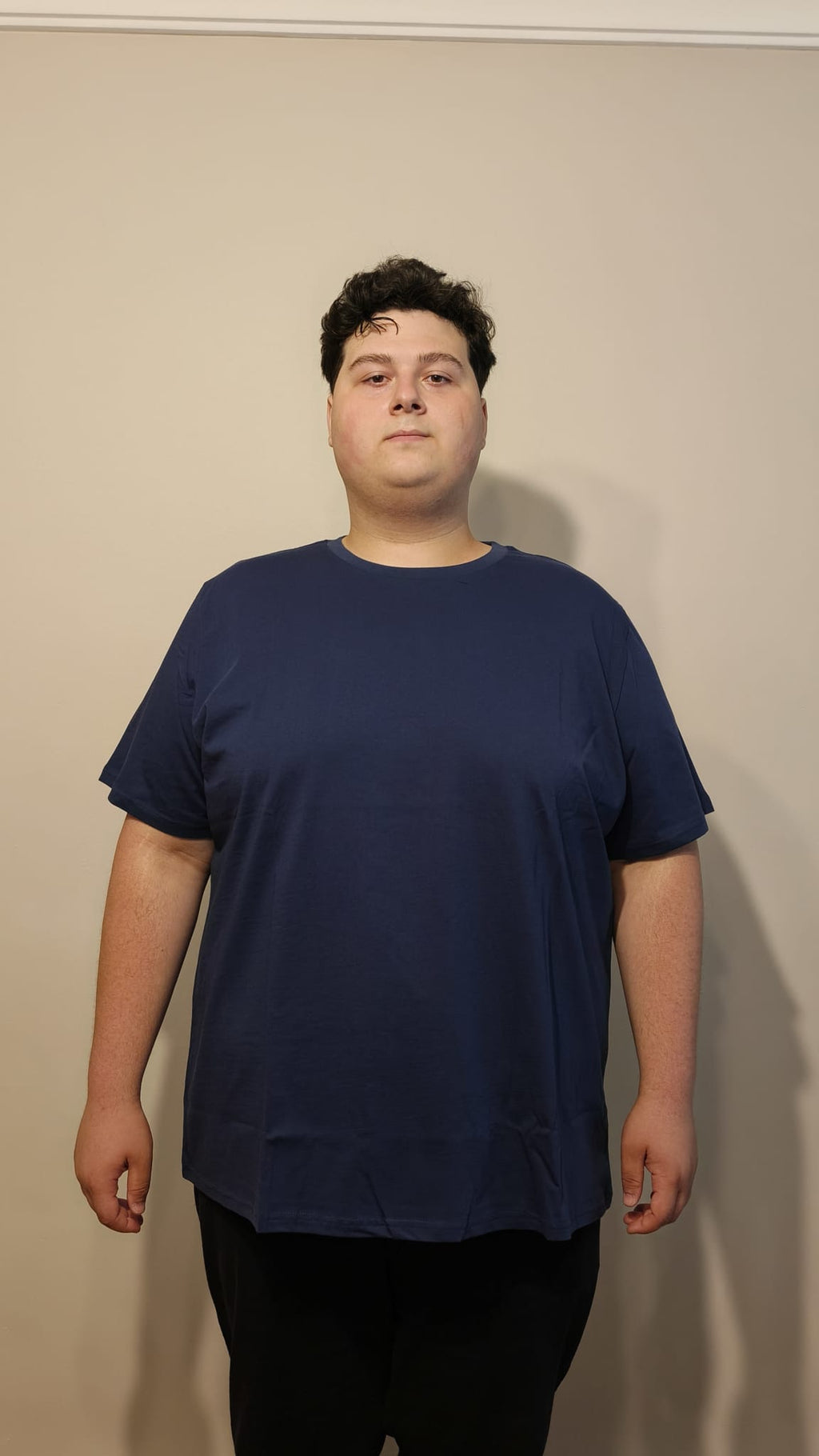 Büyük Beden Erkek Tişört %100 Pamuk – Rahat Kalıp, Yumuşak Doku (2xL–6XL) Lacivert Bisiklet yaka