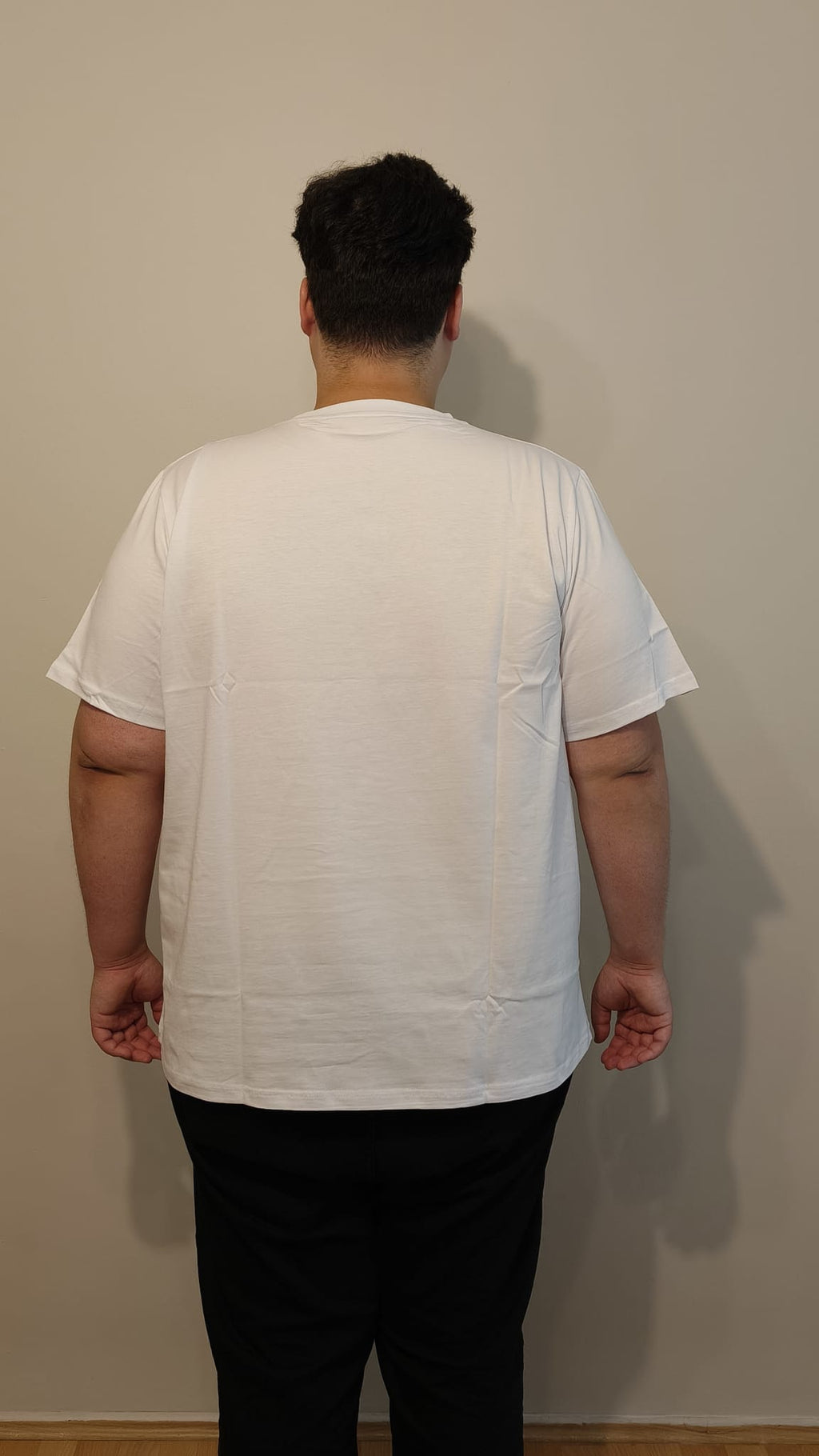 Büyük Beden T-Shirt %100 Pamuk Yumuşak Dokulu Beyaz Bisiklet Yaka (4XL-7XL)
