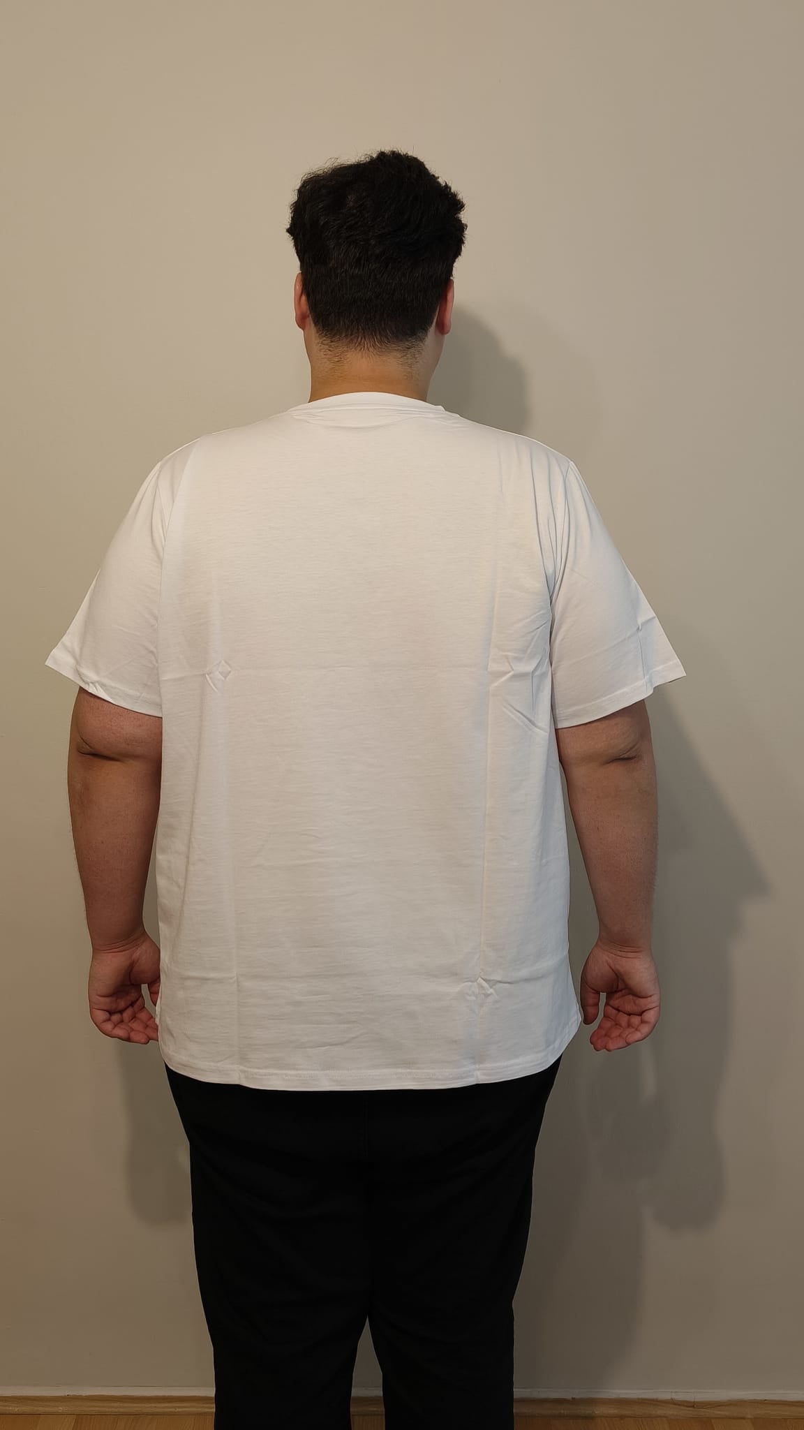 Büyük Beden T-Shirt %100 Pamuk Yumuşak Dokulu Beyaz Bisiklet Yaka (4XL-7XL)