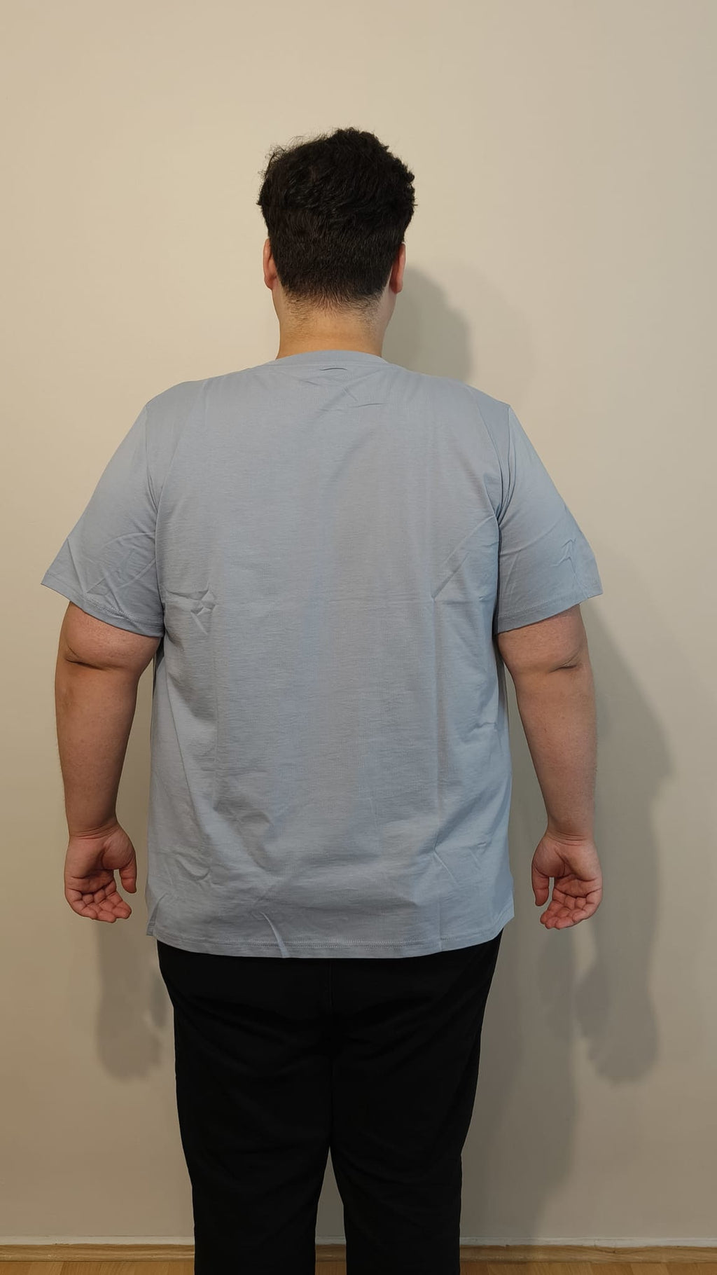 Büyük Beden T-Shirt %100 Pamuk Yumuşak Dokulu Bebe Mavisi Bisiklet Yaka (4XL-7XL)