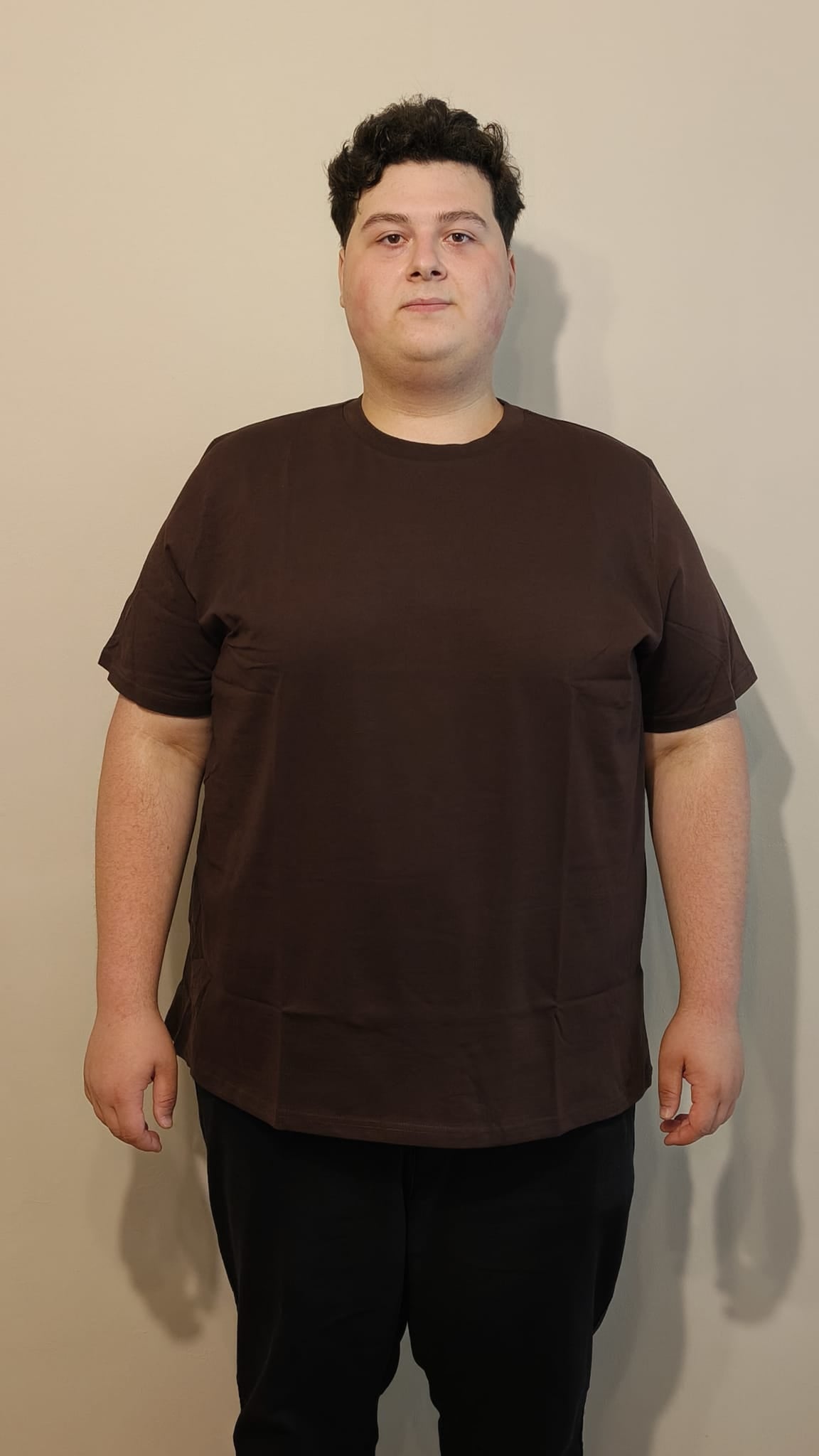 Büyük Beden T-Shirt %100 Pamuk Yumuşak Dokulu Acı Kahve Bisiklet Yaka (4XL-7XL)