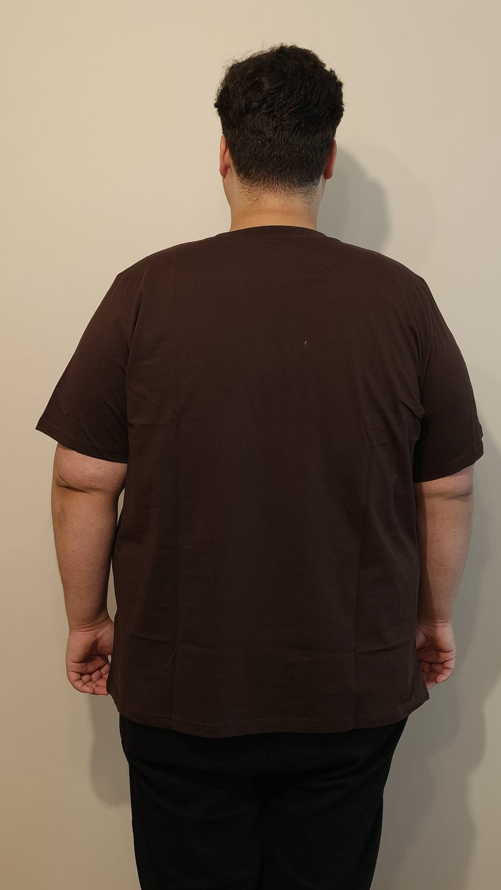 Büyük Beden T-Shirt %100 Pamuk Yumuşak Dokulu Acı Kahve Bisiklet Yaka (4XL-7XL)