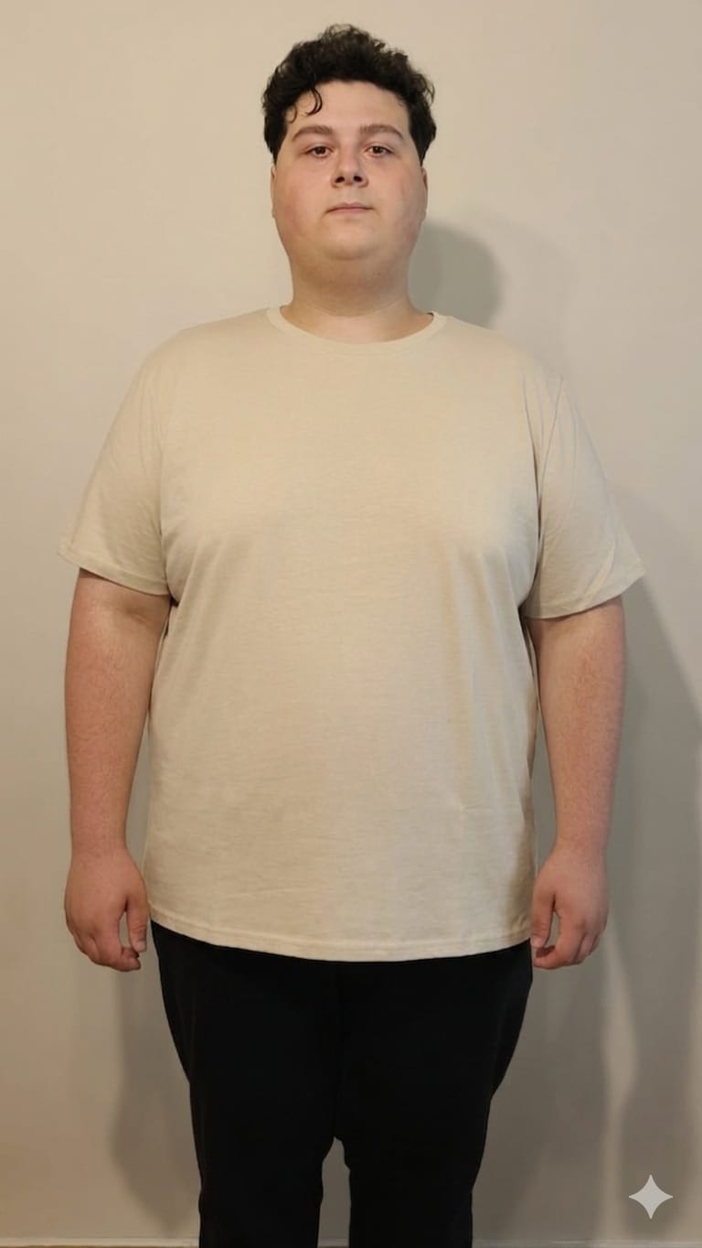 Büyük Beden Erkek Tişört %100 Pamuk – Rahat Kalıp, Yumuşak Doku (2xL–7XL) Bej Bisiklet yaka