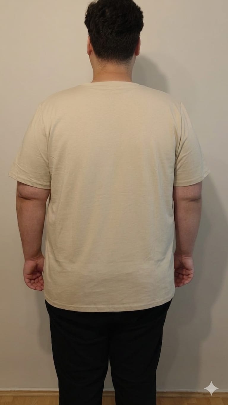Büyük Beden Erkek Tişört %100 Pamuk – Rahat Kalıp, Yumuşak Doku (2xL–7XL) Bej Bisiklet yaka