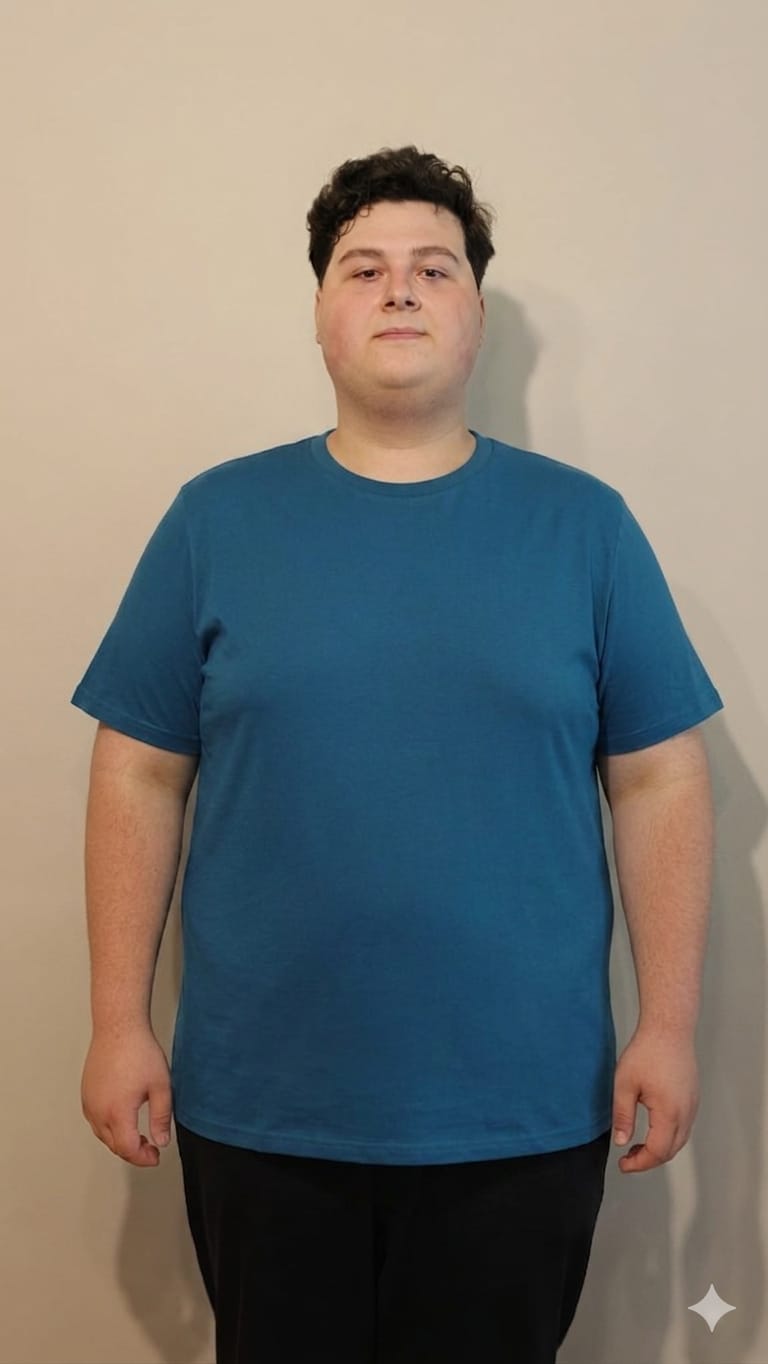 Büyük Beden T-Shirt %100 Pamuk Yumuşak Dokulu Petrol Mavisi Bisiklet Yaka (4XL-7XL)
