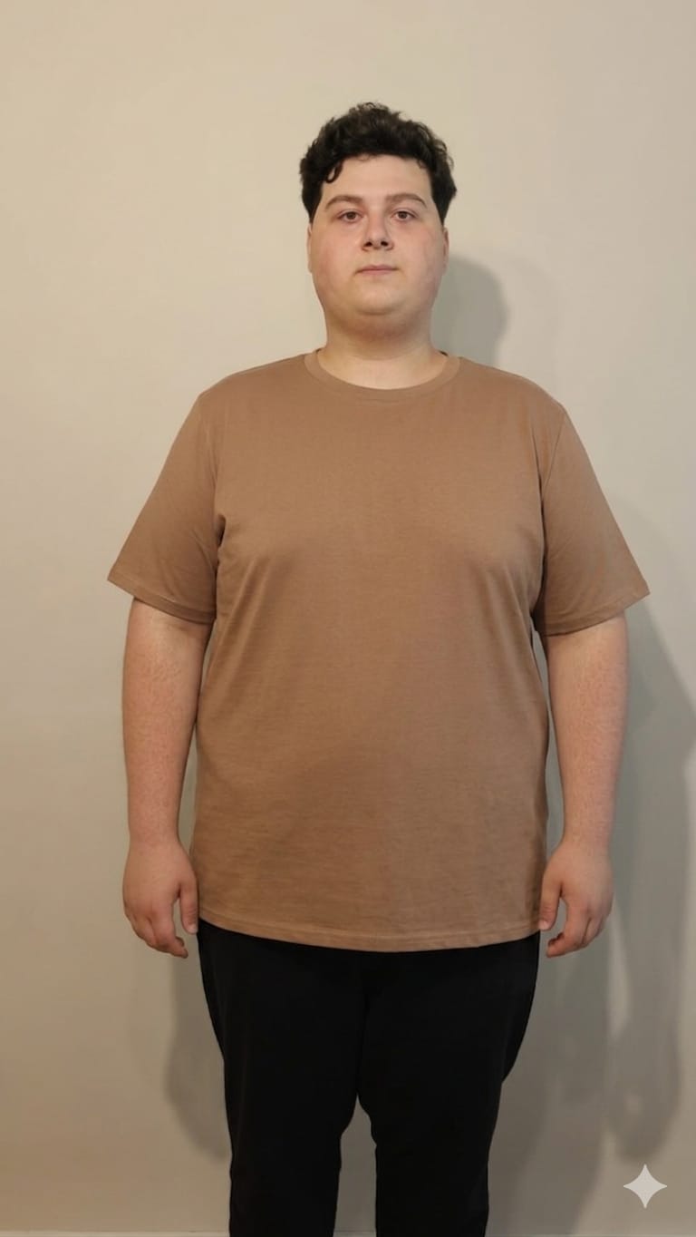 Büyük Beden Erkek T-Shirt %100 Pamuk Yumuşak Dokulu Vizon Bisiklet Yaka