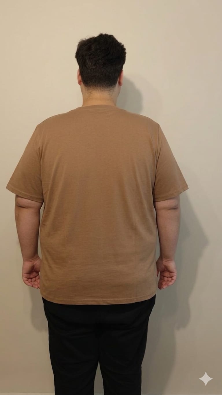 Büyük Beden Erkek T-Shirt %100 Pamuk Yumuşak Dokulu Vizon Bisiklet Yaka