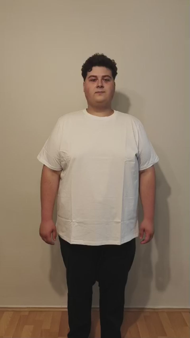 Büyük Beden T-Shirt %100 Pamuk Yumuşak Dokulu Beyaz Bisiklet Yaka (4XL-7XL)