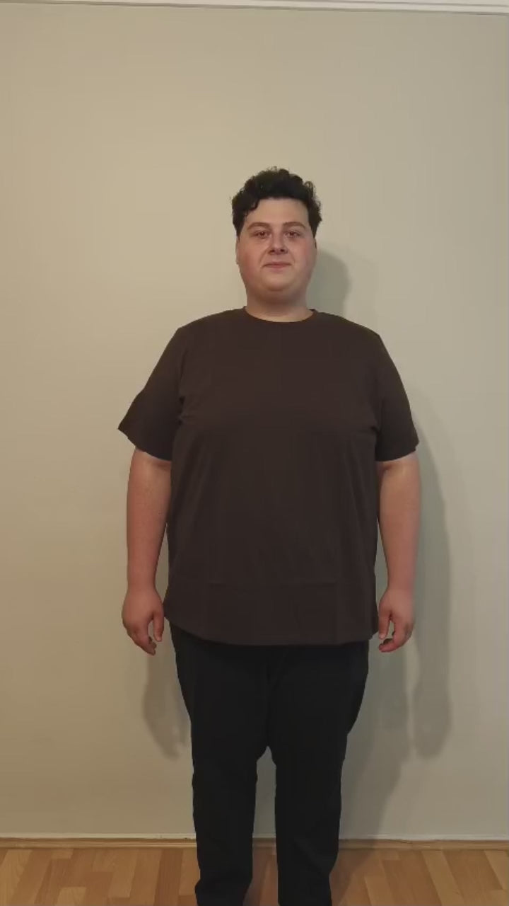 Büyük Beden T-Shirt %100 Pamuk Yumuşak Dokulu Acı Kahve Bisiklet Yaka (4XL-7XL)
