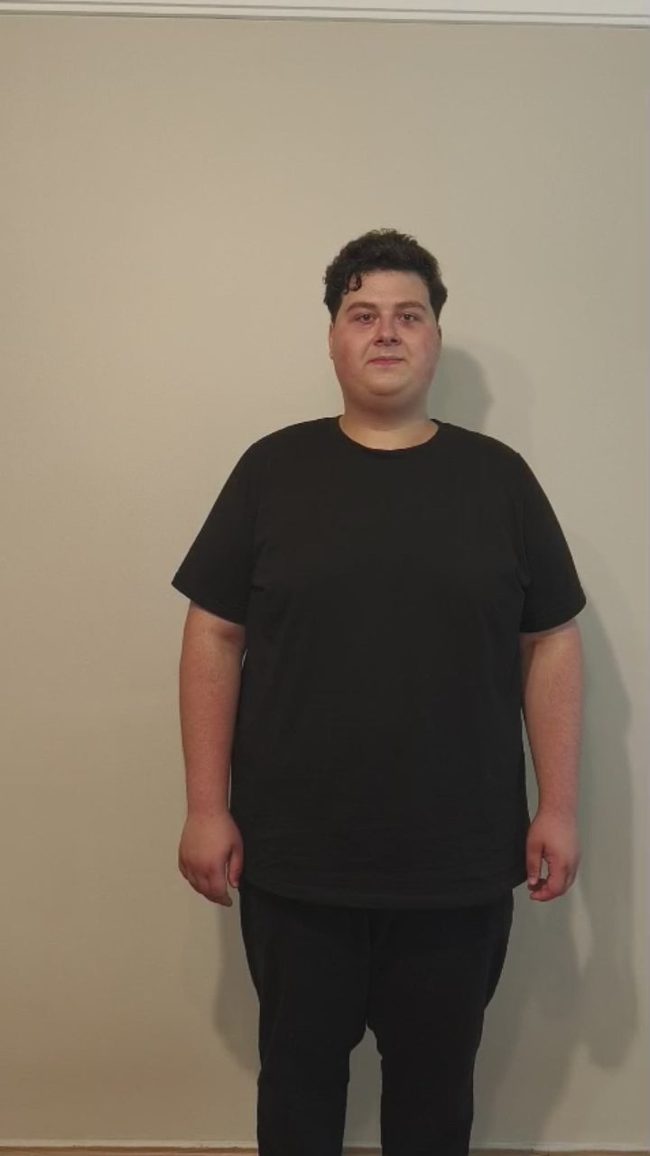 Büyük Beden Erkek Tişört %100 Pamuk – Rahat Kalıp, Yumuşak Doku (2xL–6XL) Siyah Bisiklet yaka