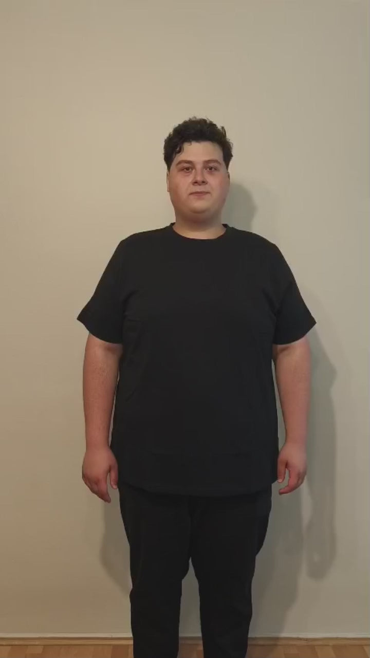 Büyük Beden T-Shirt %100 Pamuk Yumuşak Dokulu Koyu Lacivert Bisiklet Yaka (4XL-7XL)